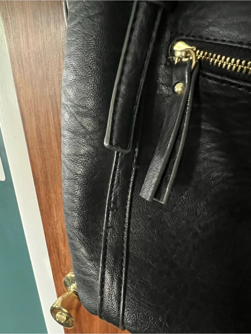 Faux leather laptop bag